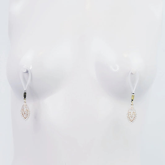 Non-Piercing Gold Nipple Dangles with Cubic Zirconia. Choose Nipple Nooses or Clamps.