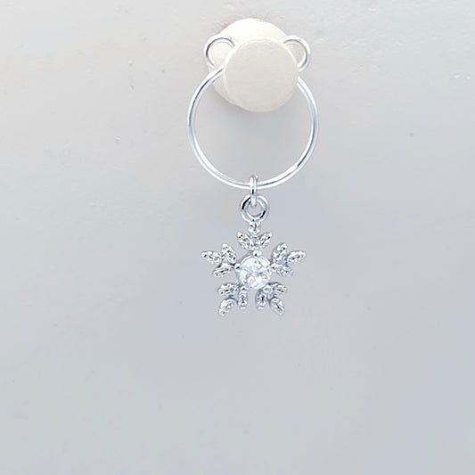 Snowflake Nipple Rings, Non-Piercing. Platinum and CZ Snowflakes.