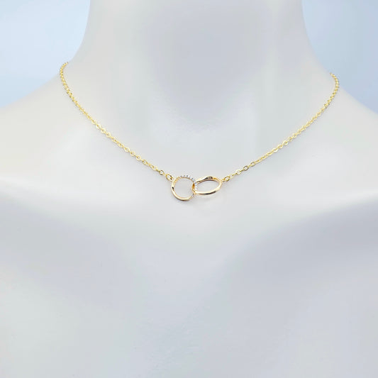 BDSM Day Collar | 18K Gold Double Ring Circle of O Choker with Cubic Zirconia