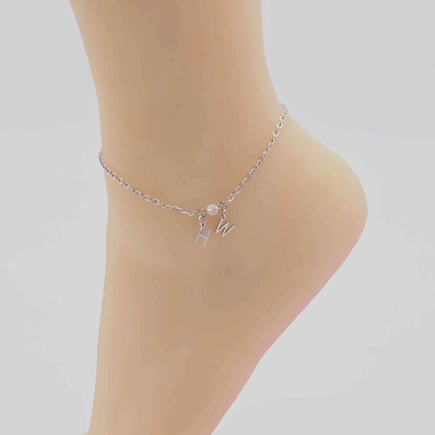Hotwife Anklet. Discreet Stainless Steel H W Ankle Bracelet.