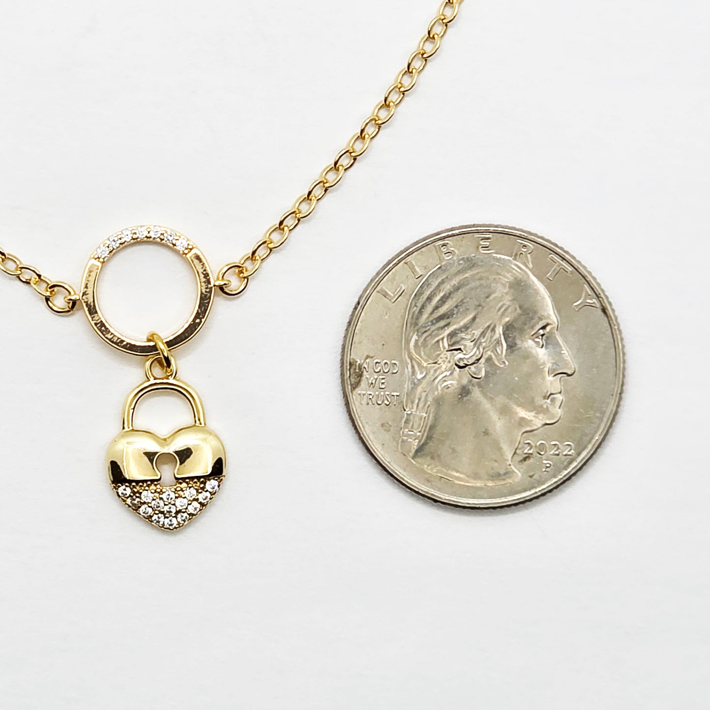 Gold Submissive Anklet with CZ Heart Lock Pendant. 18K Gold BDSM Ankle Bracelet for Sub.