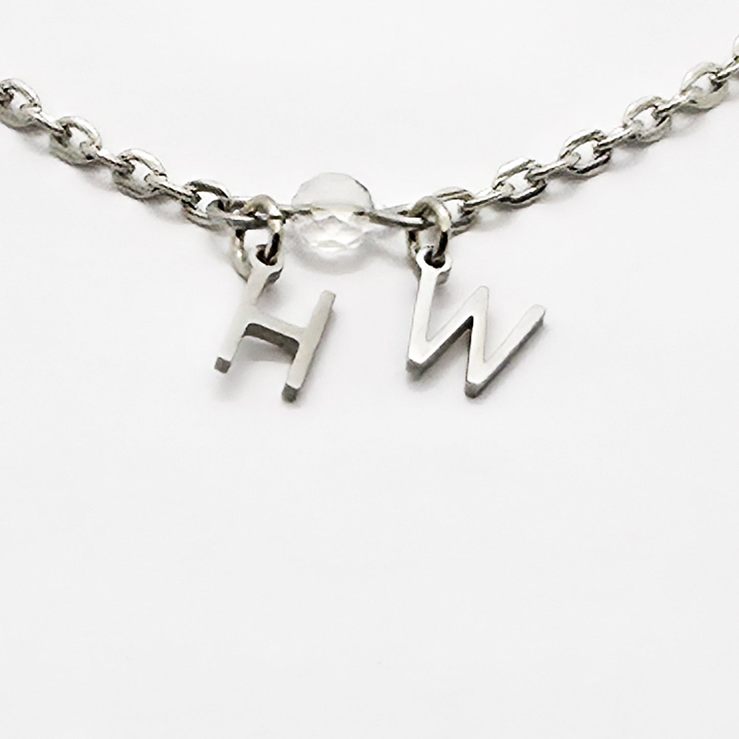 Hotwife Anklet. Discreet Stainless Steel H W Ankle Bracelet.
