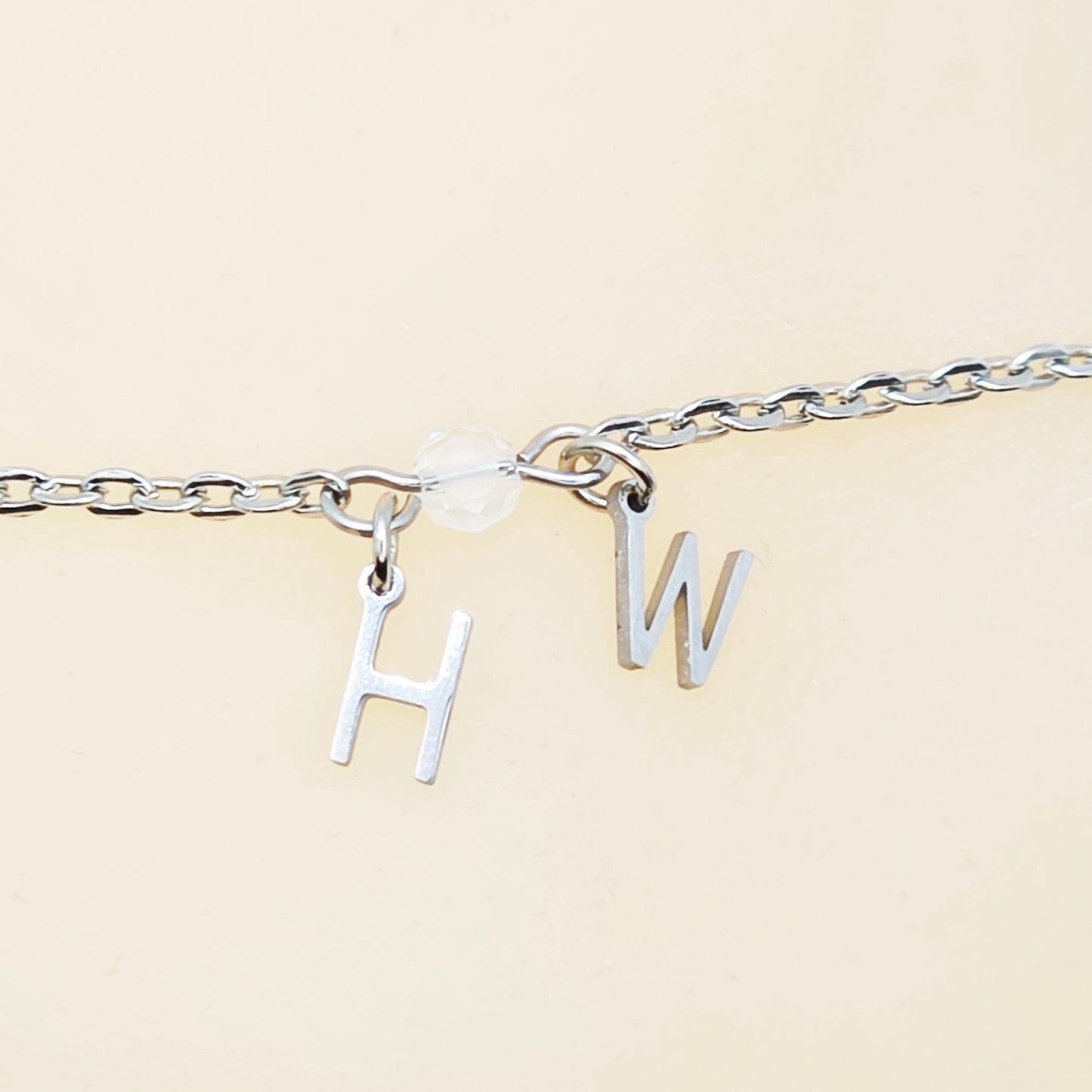 Hotwife Anklet. Discreet Stainless Steel H W Ankle Bracelet.