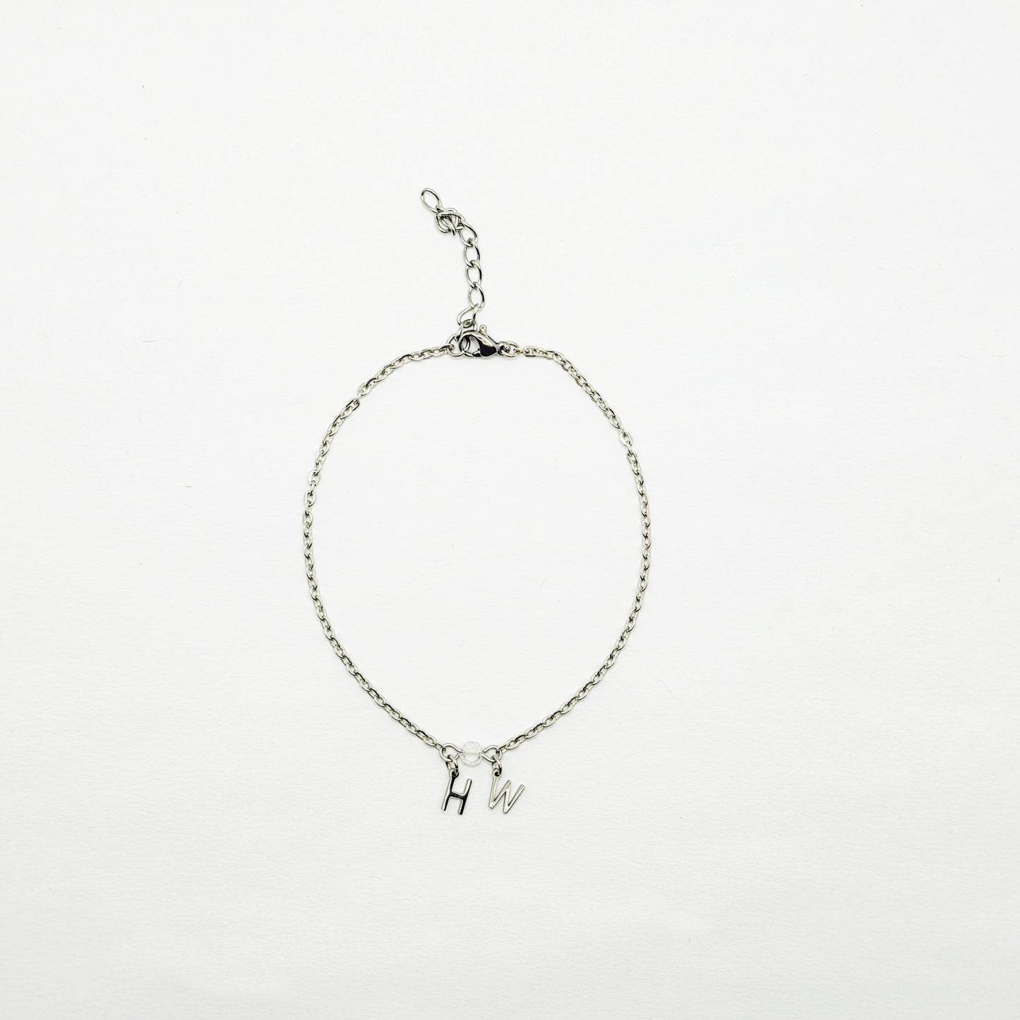 Hotwife Anklet. Discreet Stainless Steel H W Ankle Bracelet.