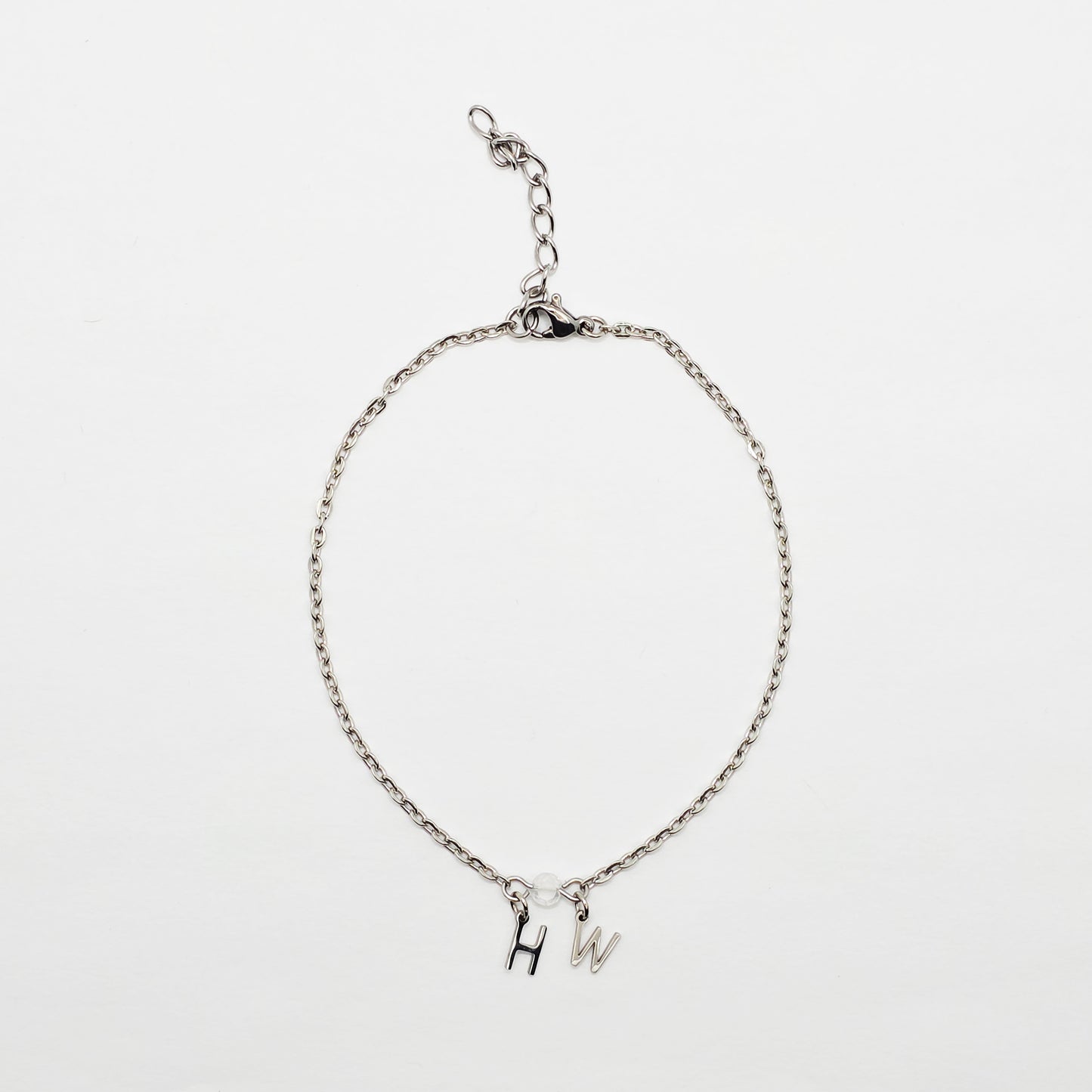 Hotwife Anklet. Discreet Stainless Steel H W Ankle Bracelet.