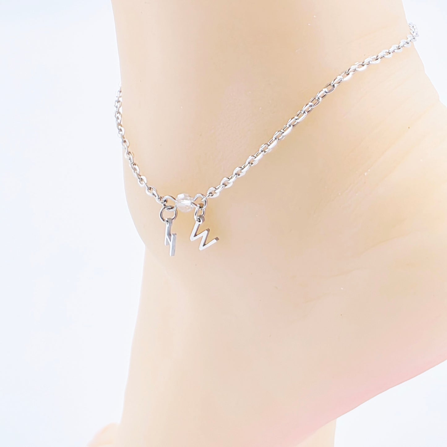Hotwife Anklet. Discreet Stainless Steel H W Ankle Bracelet.
