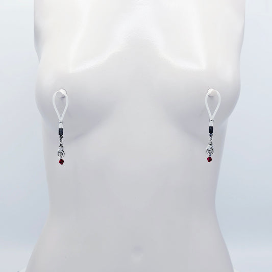 Non-Piercing Nipple Nooses with Bats and Red Crystal.