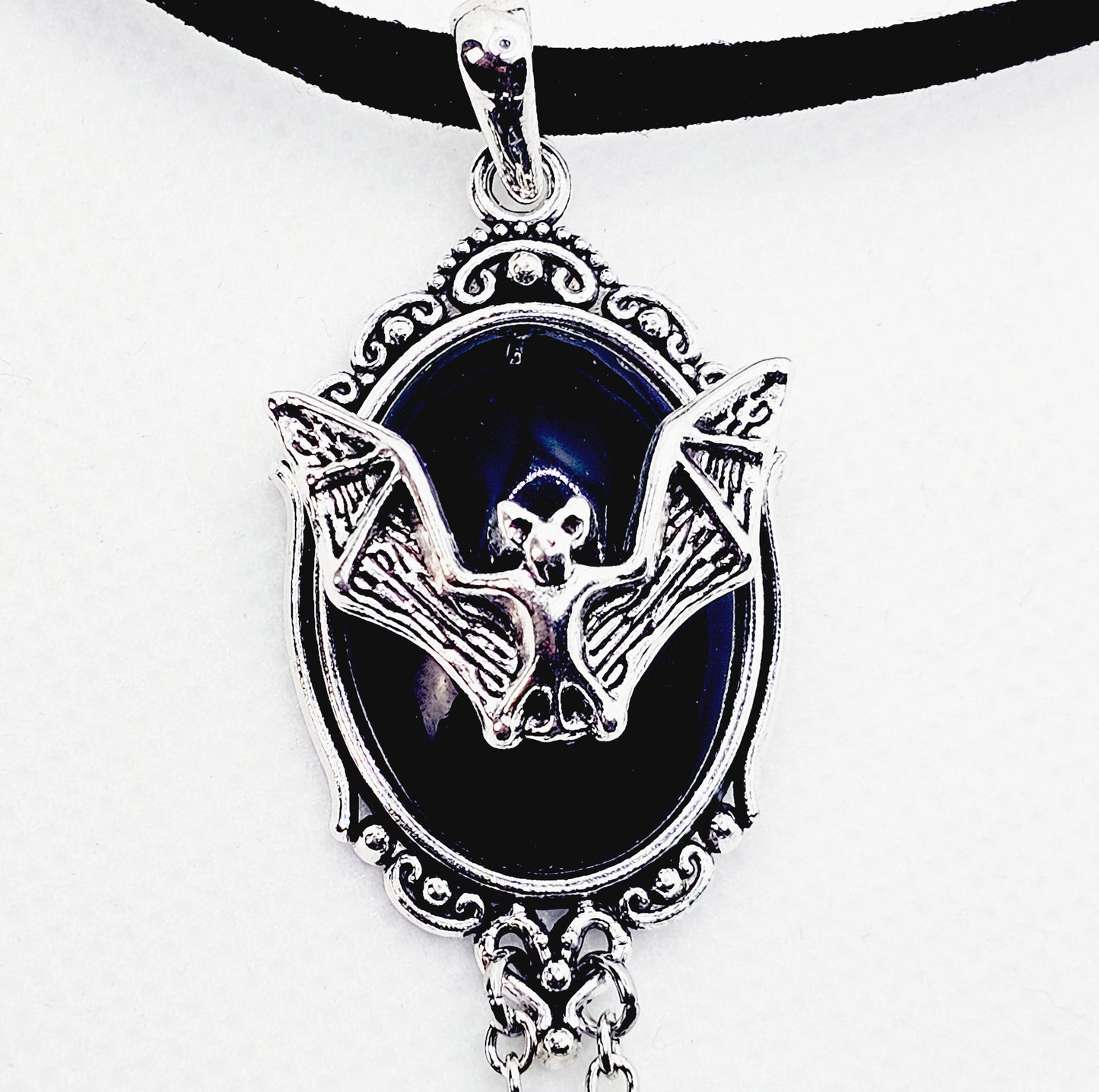 Nipple Noose Choker with Gothic Bat. Red or Black. Non Piercing Nipple Nooses or Nipple Clamps.