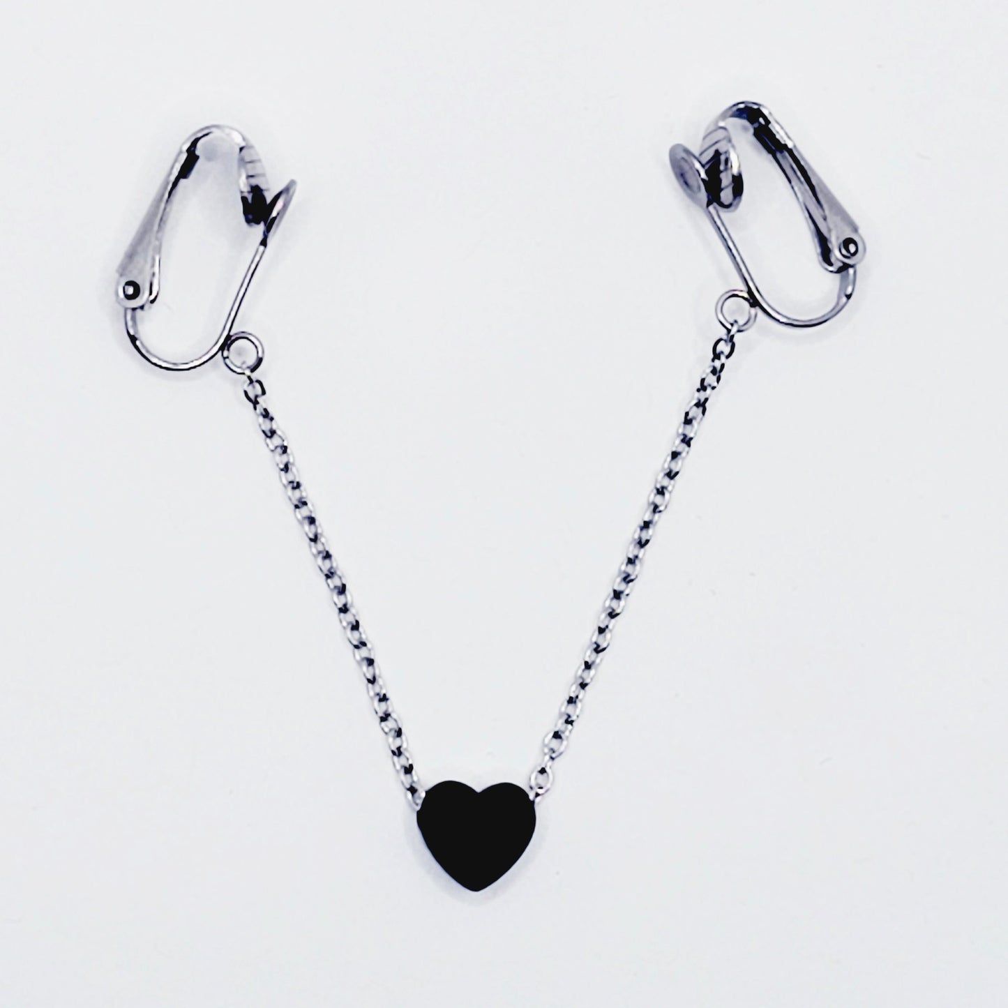 Labia Chain Dangle with Sliding Heart, Stainless Steel. Non Piercing Genital Jewelry