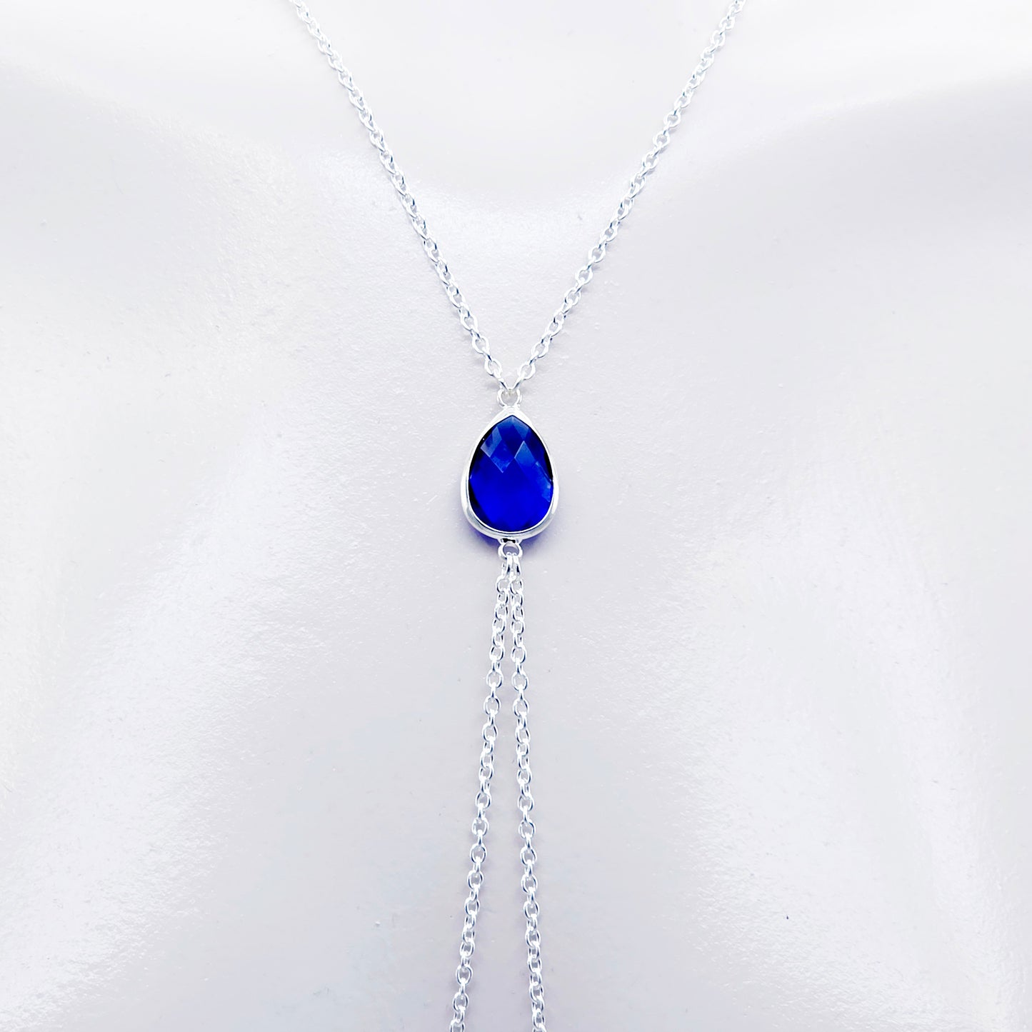 Erotic Necklace with Crystal and attached Nipple Chains