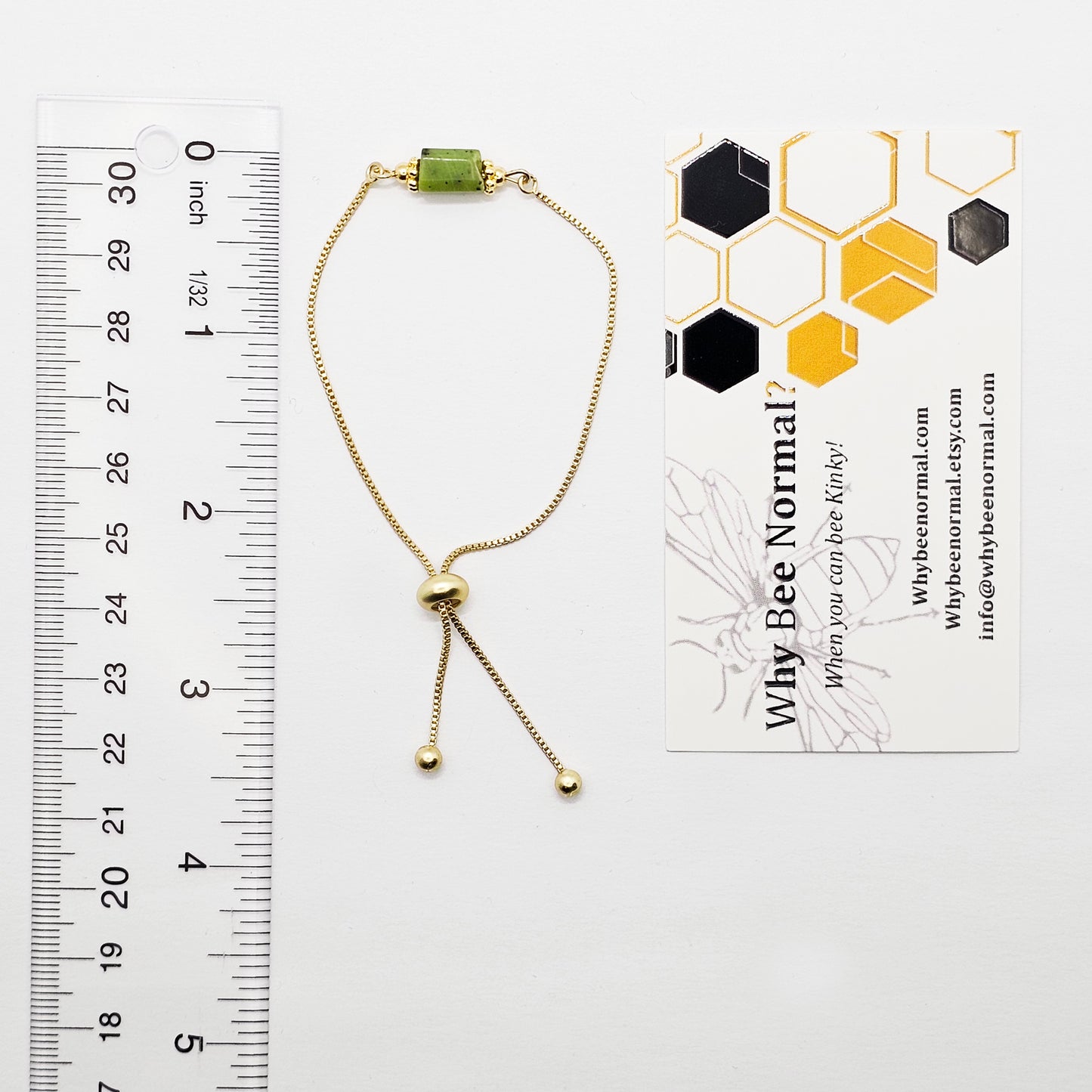Gold Penis Noose with Jade and 18K Gold Roller. Non Piercing Genital Jewelry for Men. Adjustable Cock Ring Penis Chain.