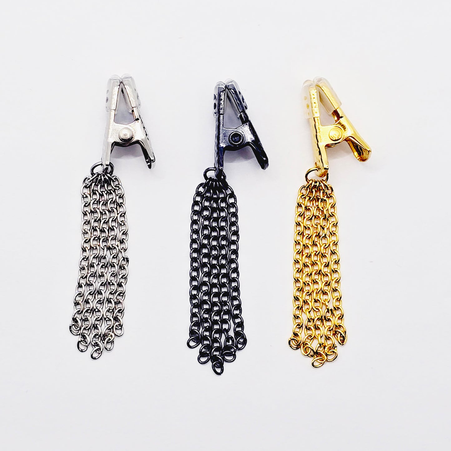 Clit Clamp with VCH Clip with Chains. Three Colors to Choose From. High-Pressure Labia or Clitoral Clamp, Vaginal Jewelry.