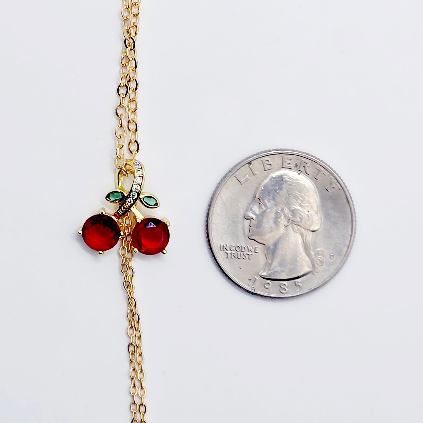 Necklace to Nipple with Cherries, Non-Piercing, with Piercings, or Nipple Clamps. 18K Gold and Gemstones.