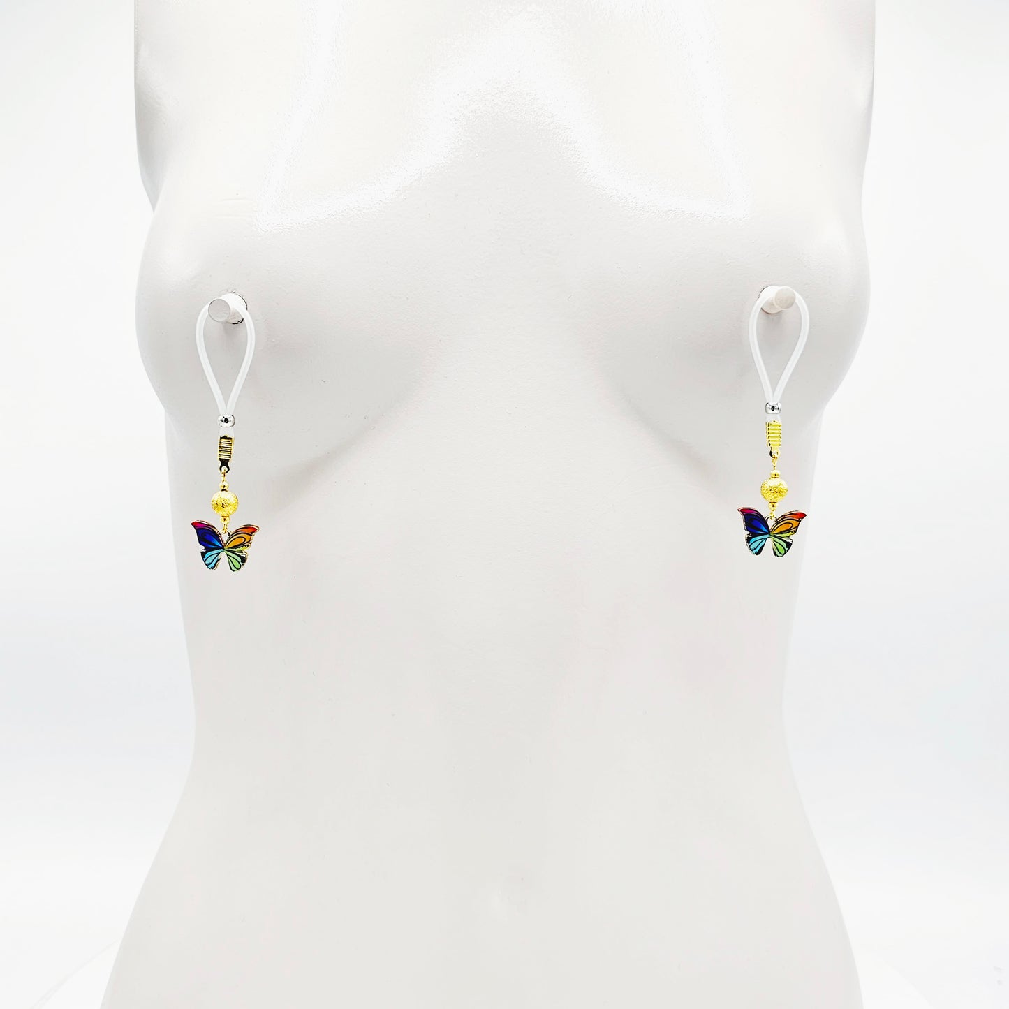 Non Piercing Nipple Nooses or Choice of Nipple Clamps with Vibrant Butterflies of Your Choice