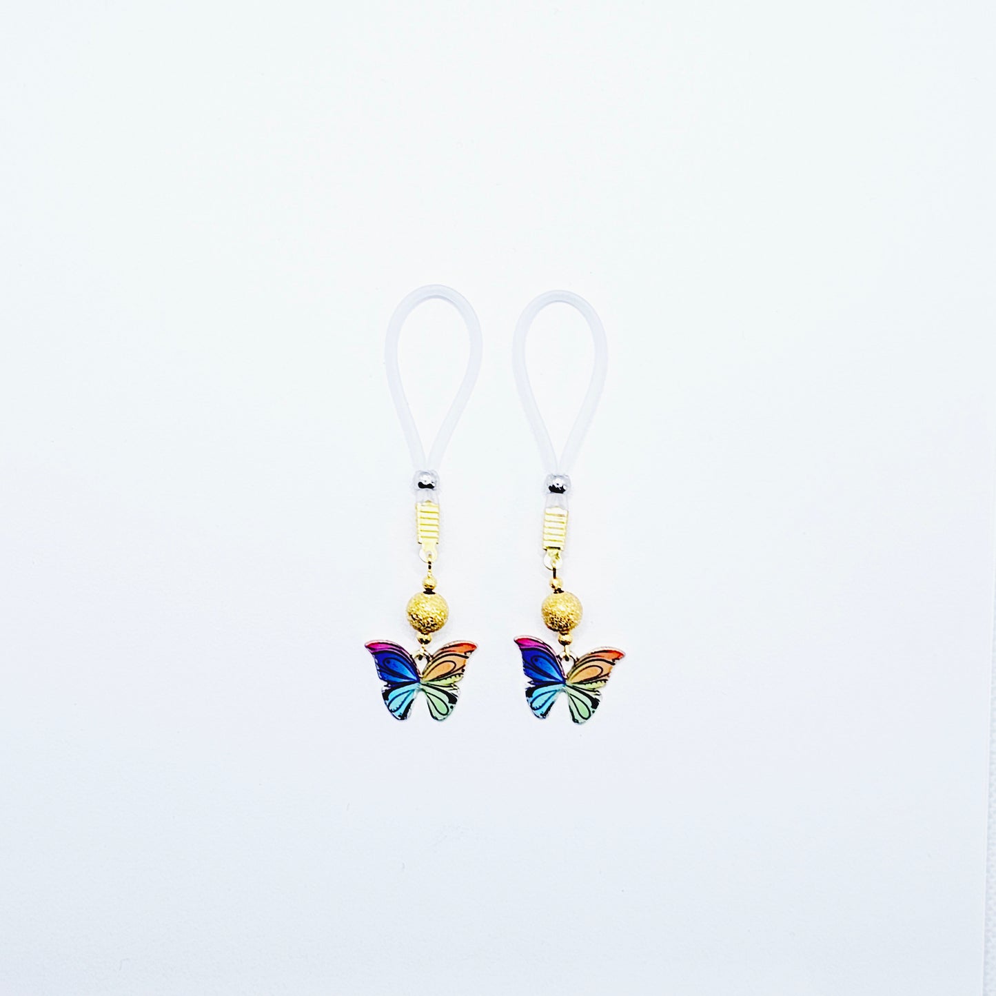 Non Piercing Nipple Nooses or Choice of Nipple Clamps with Vibrant Butterflies of Your Choice