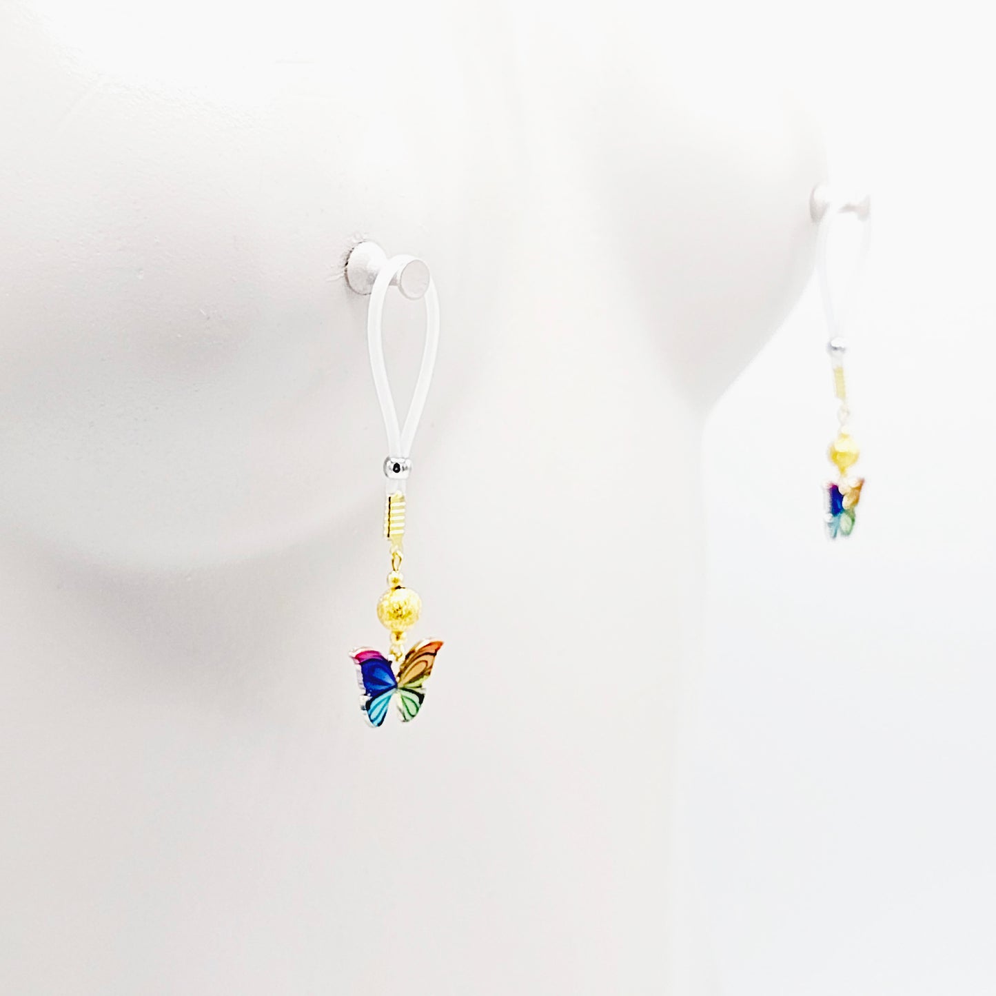 Non Piercing Nipple Nooses or Choice of Nipple Clamps with Vibrant Butterflies of Your Choice