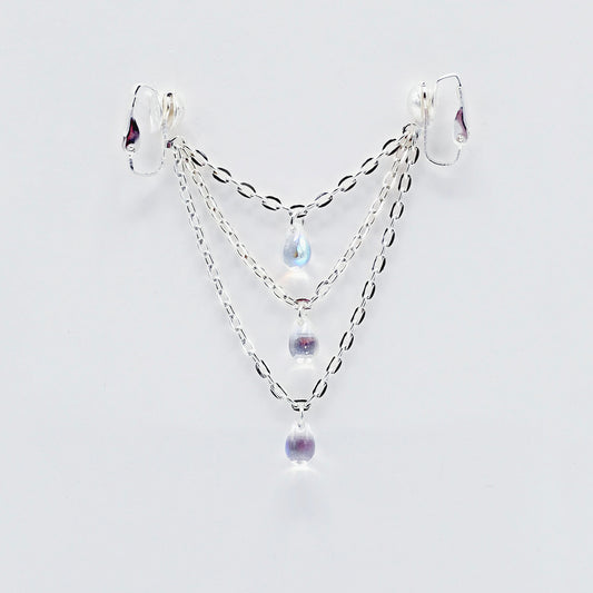 Labia Chain Dangle, Non Piercing, Three Tier Crystal Teardrop.BDSM, Erotic Intimate Body Jewelry