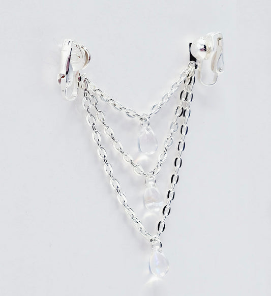 Labia Chain Dangle, Non Piercing, Three Tier Crystal Teardrop.BDSM, Erotic Intimate Body Jewelry