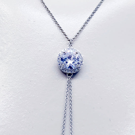 Platinum and CZ Necklace to Nipples, Non-Piercing or Pierced.