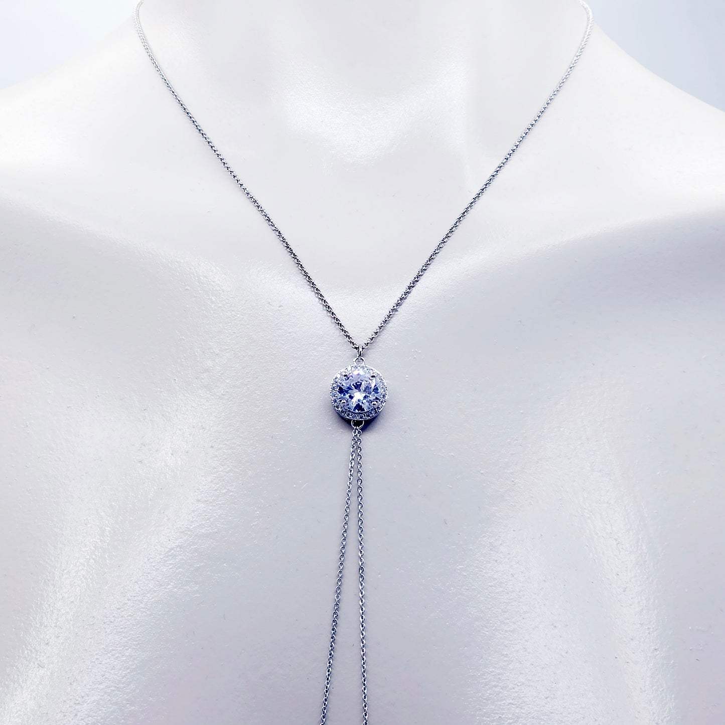Platinum and CZ Necklace to Nipples, Non-Piercing or Pierced.
