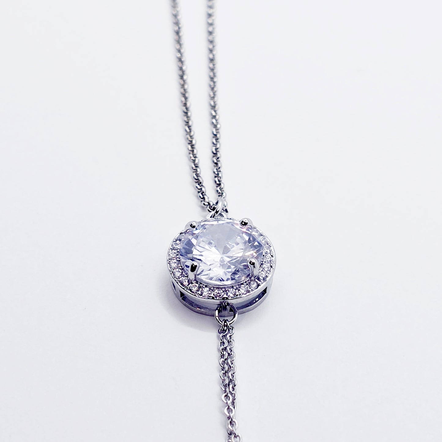 Platinum and CZ Necklace to Nipples, Non-Piercing or Pierced.