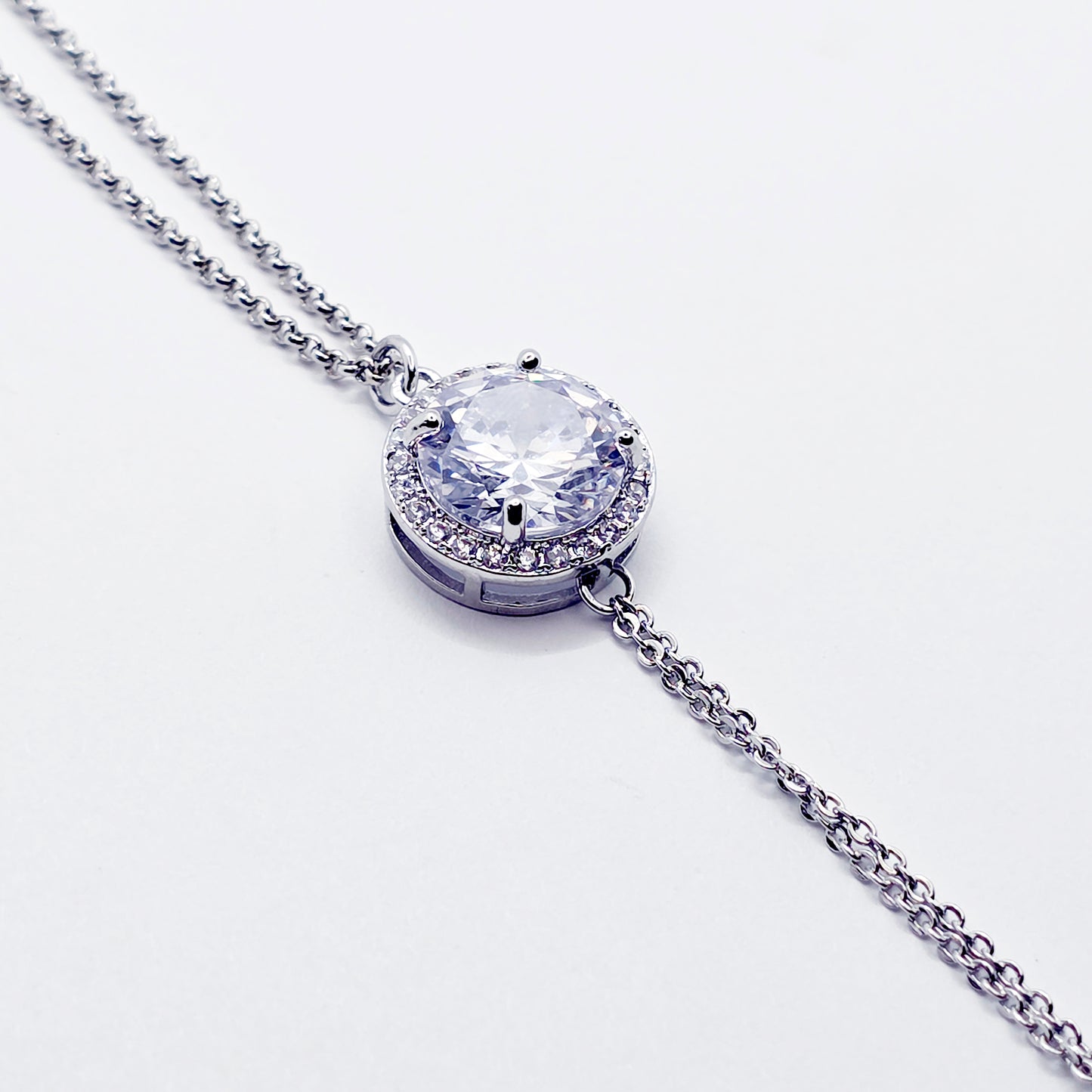 Platinum and CZ Necklace to Nipples, Non-Piercing or Pierced.