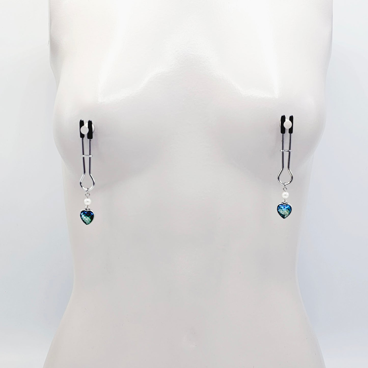 Mermaid/Dragon Scale Heart Straight Tweezer Nipple Clamps