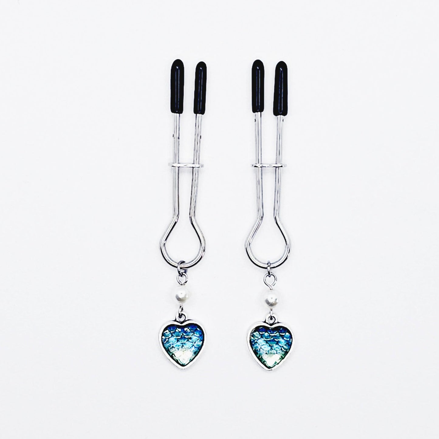 Mermaid/Dragon Scale Heart Straight Tweezer Nipple Clamps