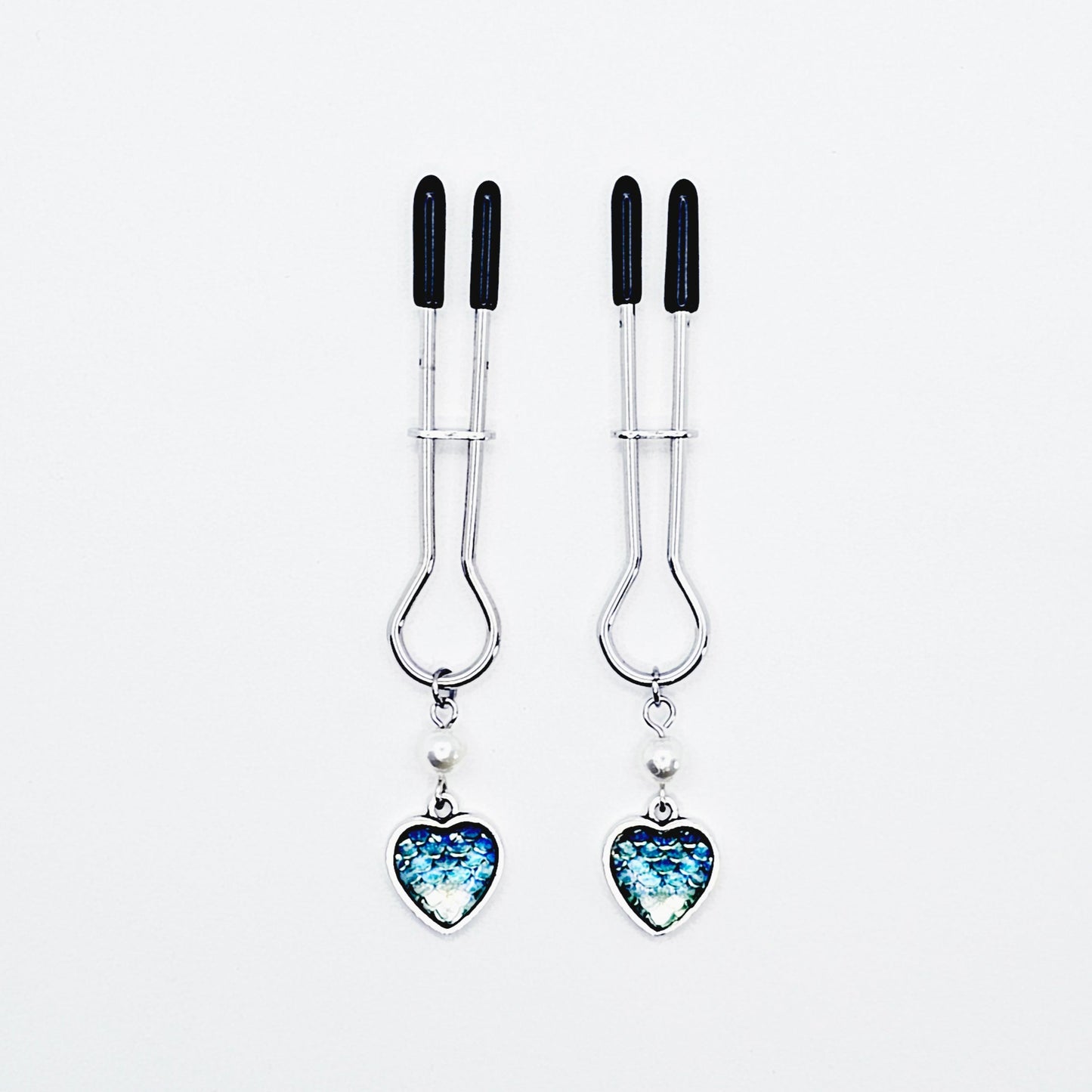 Mermaid/Dragon Scale Heart Straight Tweezer Nipple Clamps