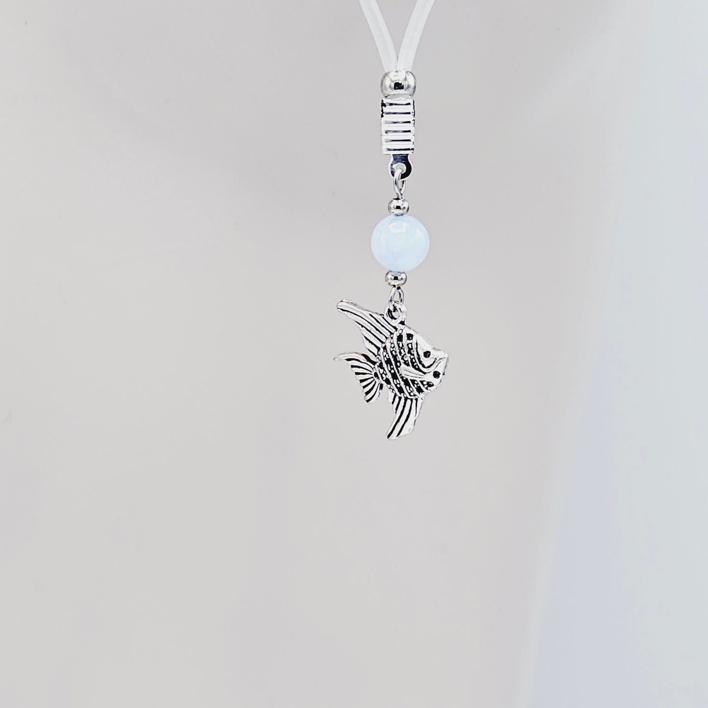 Tropical Nipple Nooses Dangles with Aquamarine Beads and Tropical Fish.