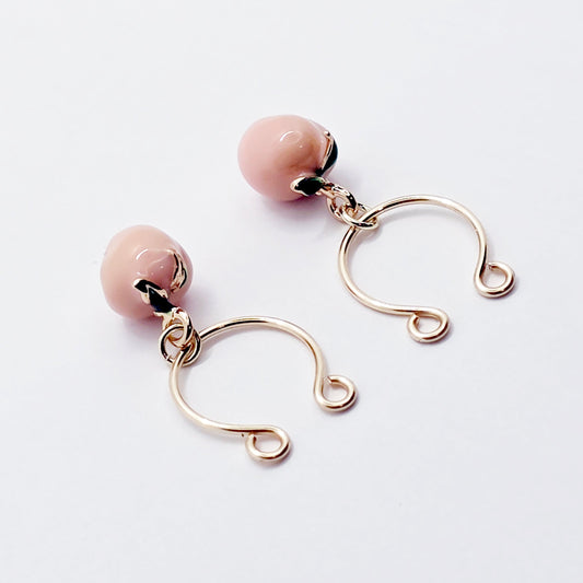 Gold Non-Piercing Nipple Rings ith Pink Peaches