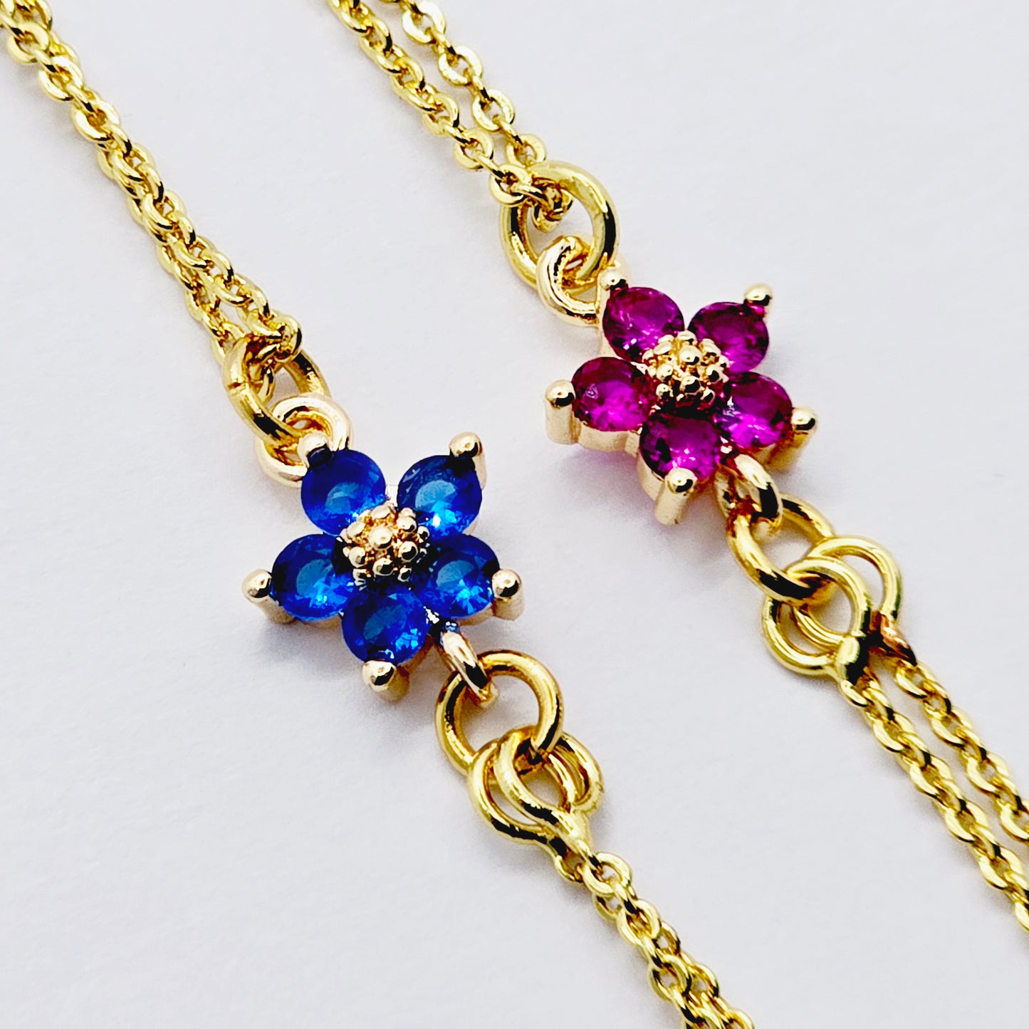 Gold Necklace to Nipple 18K with CZ Flower, Pierced or Not Pierced Nipple, or Choose Nipple Clamps.