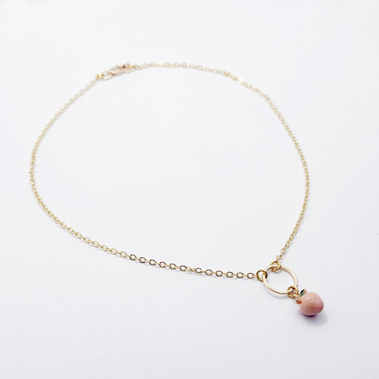 Gold Day Collar with Peach. 18K Gold Circle of O Discreet Collar for BDSM Submissive.