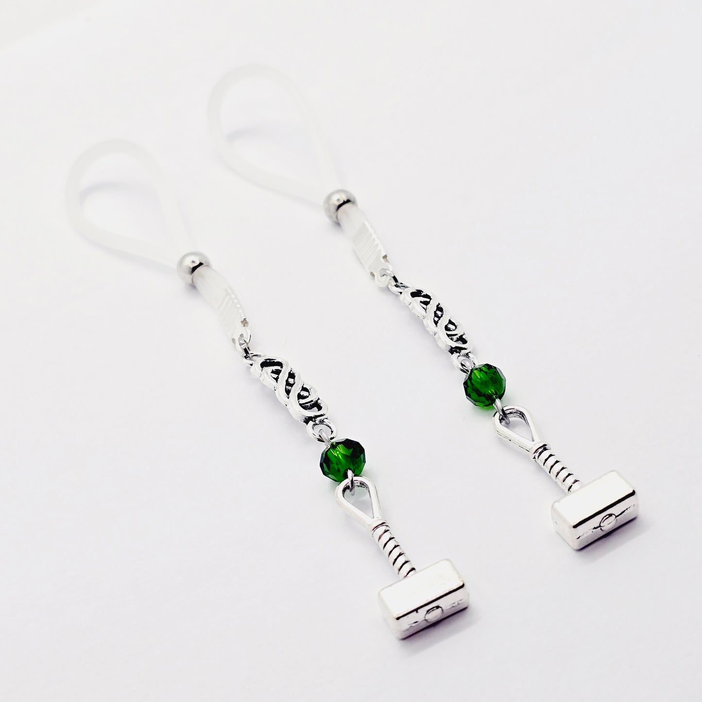 Non Piercing Nipple Nooses or Nipple Clamps, with Celtic Knots and Hammer