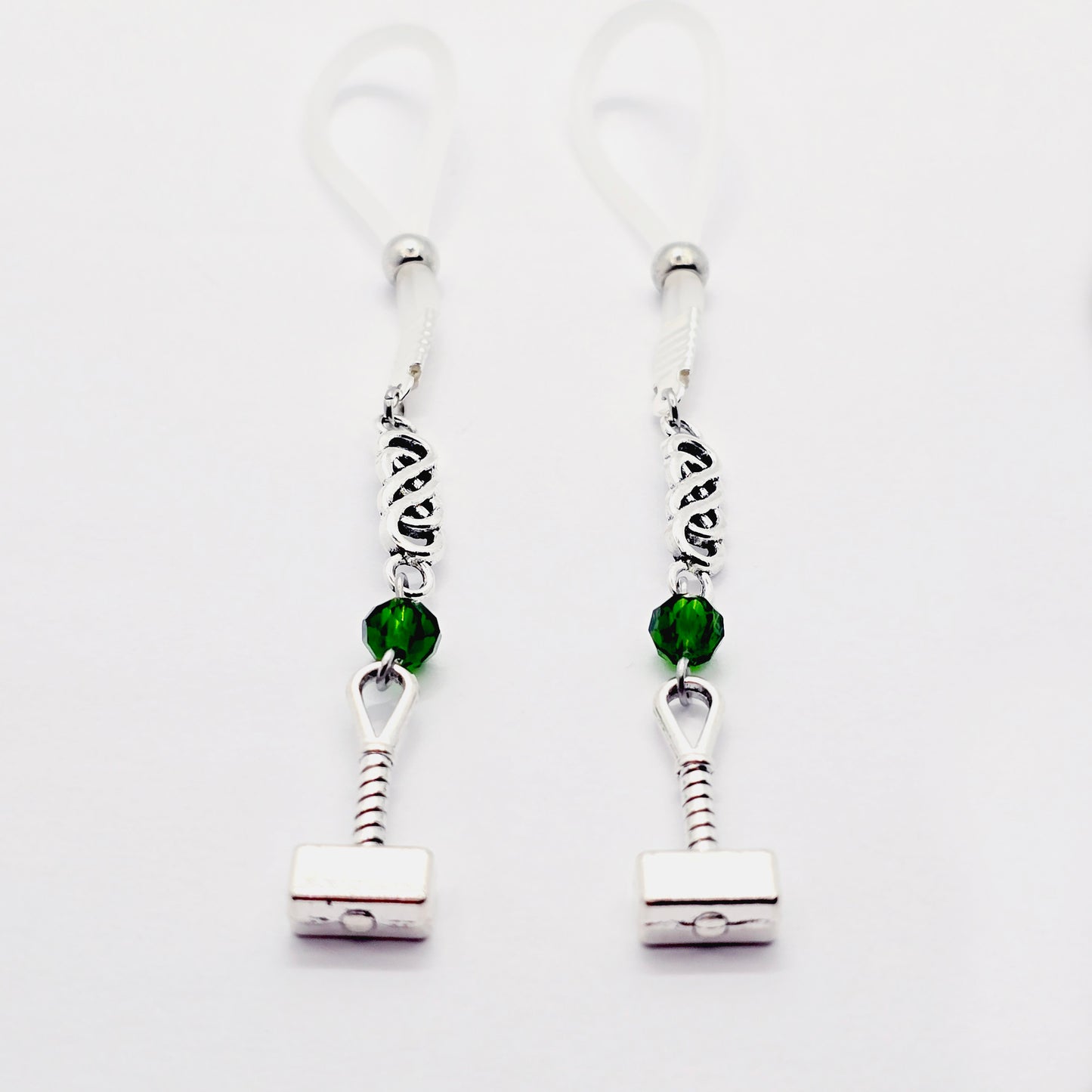 Non Piercing Nipple Nooses or Nipple Clamps, with Celtic Knots and Hammer
