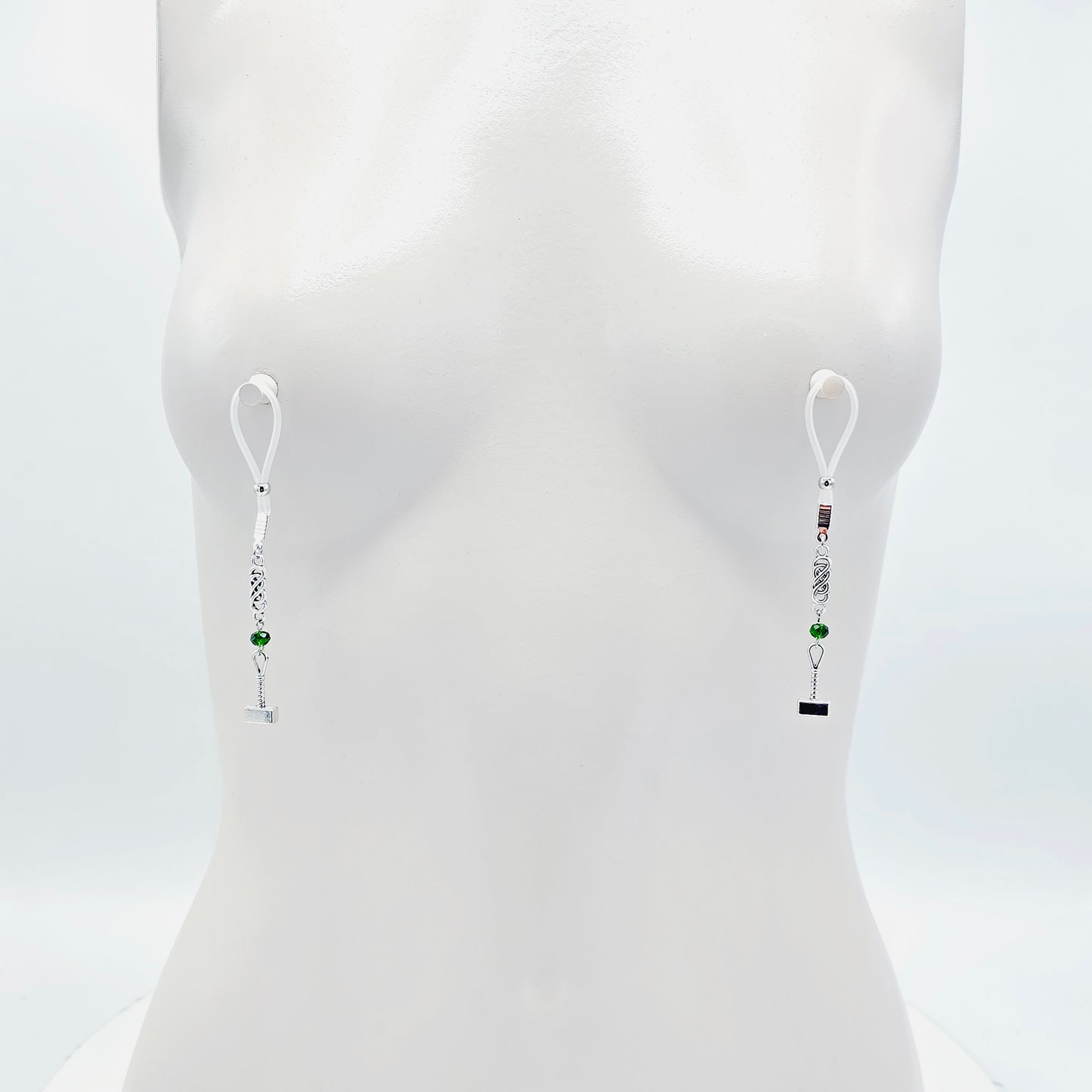 Non Piercing Nipple Nooses or Nipple Clamps, with Celtic Knots and Hammer