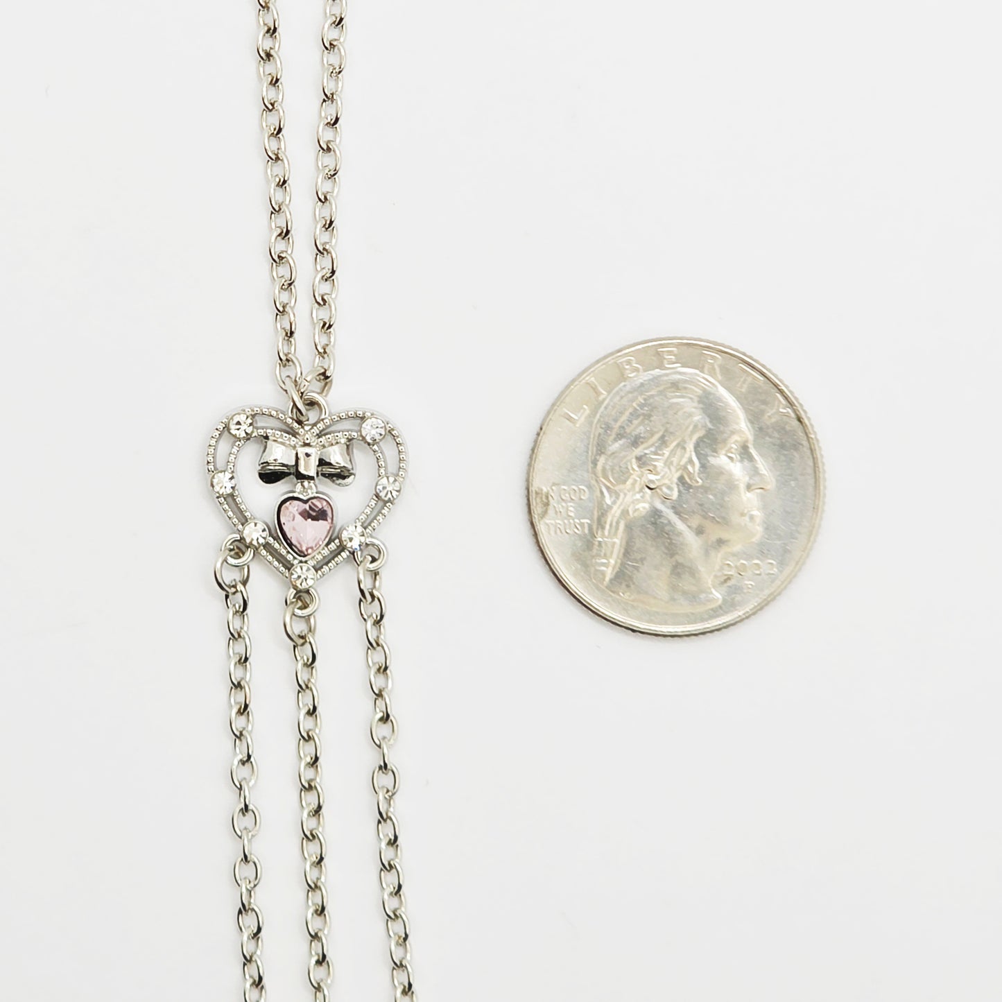 Necklace to Nipple with Tweezer Clit Clamp with Heart and Pink Crystals.