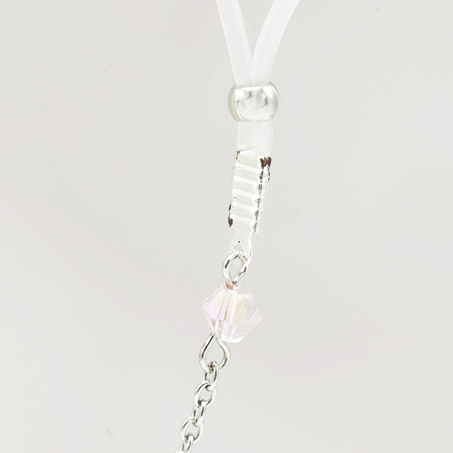 Necklace to Nipple with Tweezer Clit Clamp with Heart and Pink Crystals.