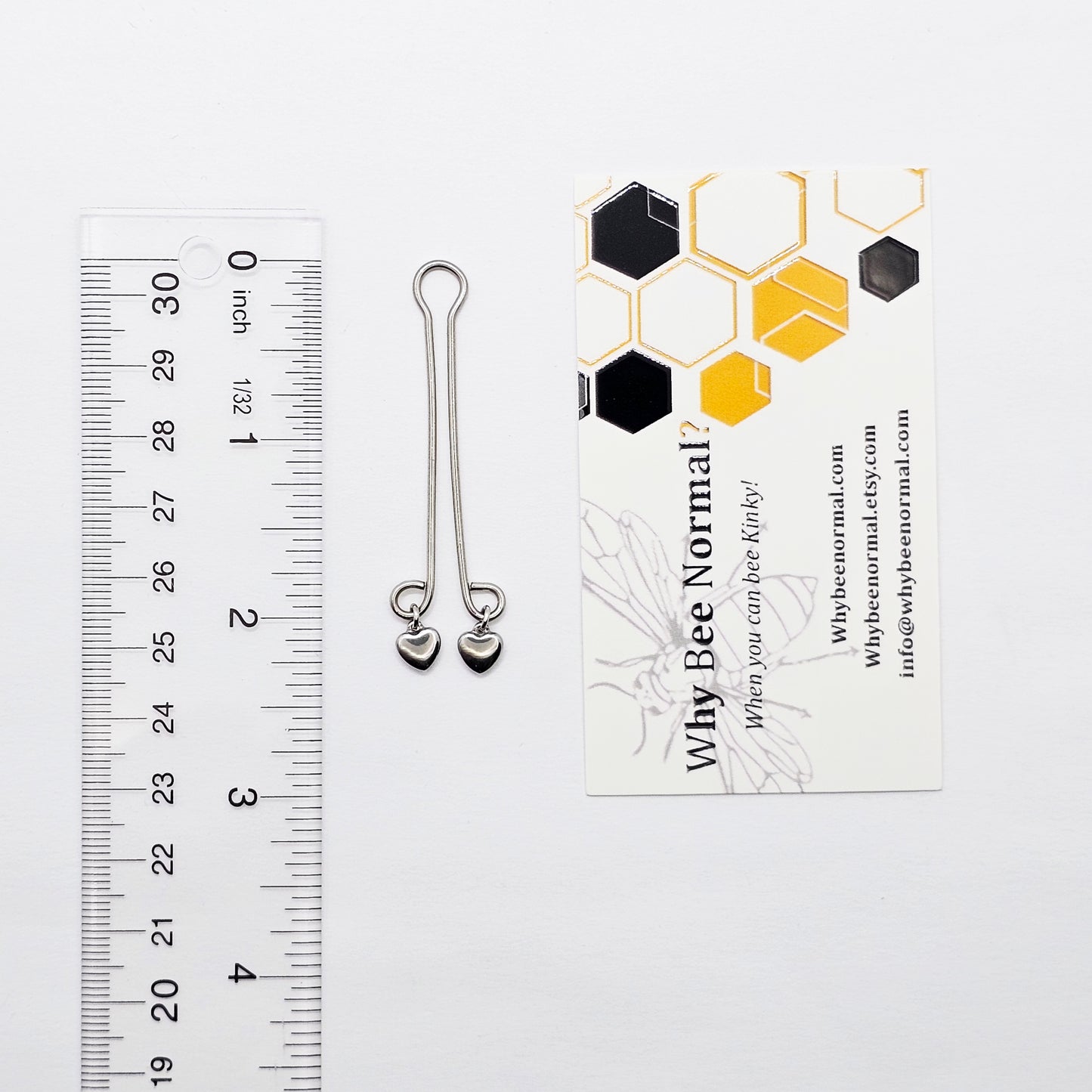 Labia Clip with Hearts, Stainless Steel. Non Piercing Clit Clip Vaginal Jewelry.