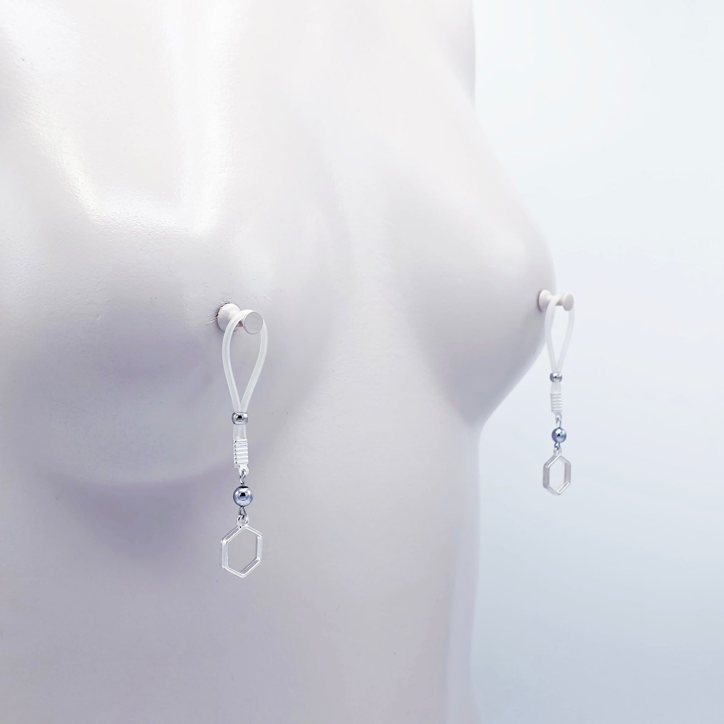 Nipple Noose Jewelry with Hexagons. Non-Piercing Nipple Jewelry.