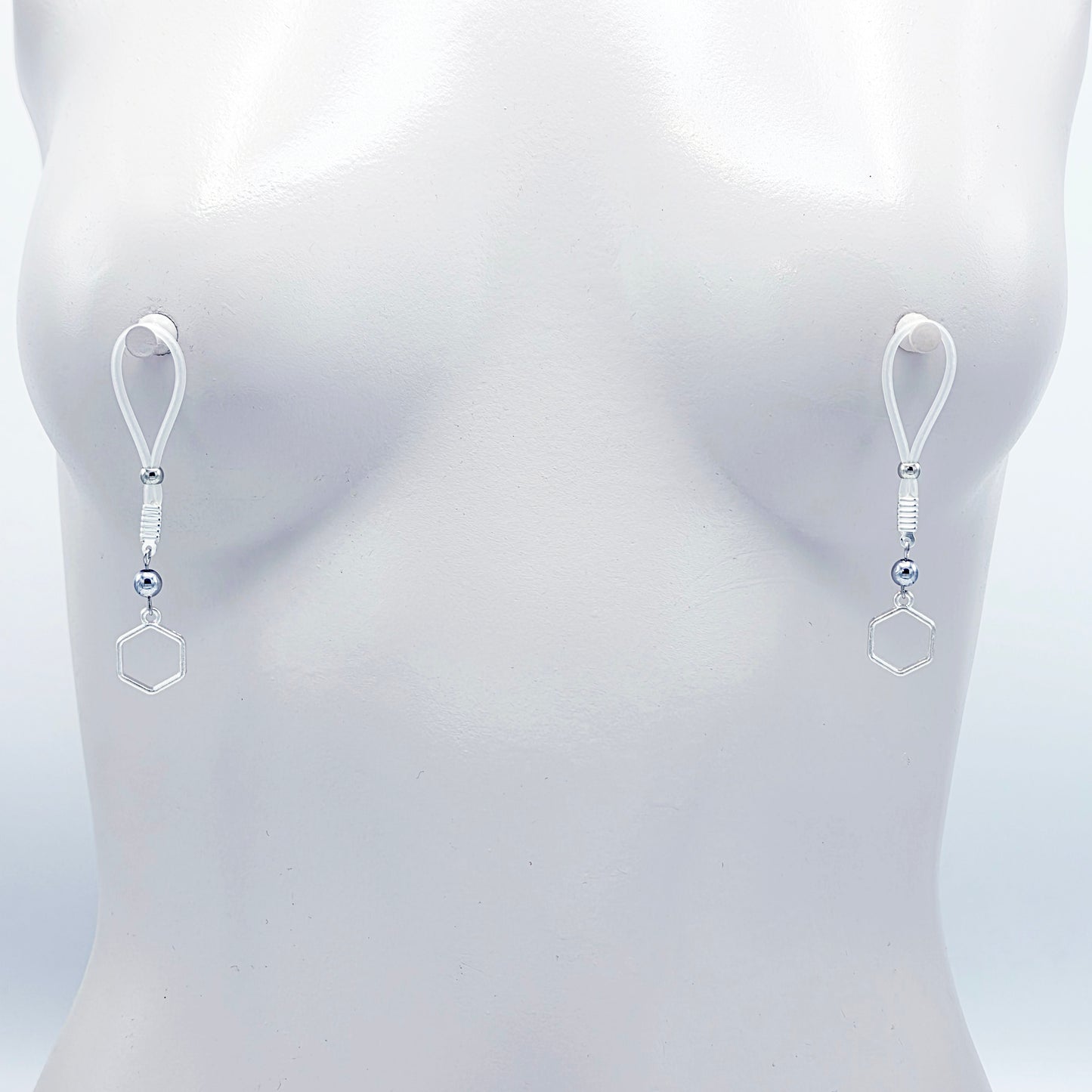 Nipple Noose Jewelry with Hexagons. Non-Piercing Nipple Jewelry.