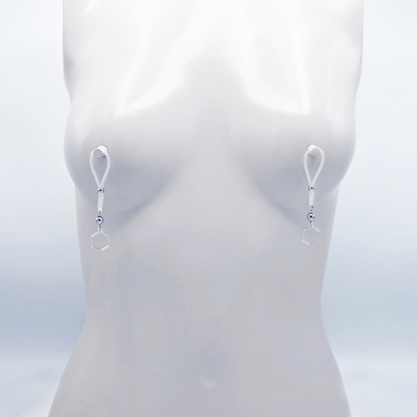 Nipple Noose Jewelry with Hexagons. Non-Piercing Nipple Jewelry.
