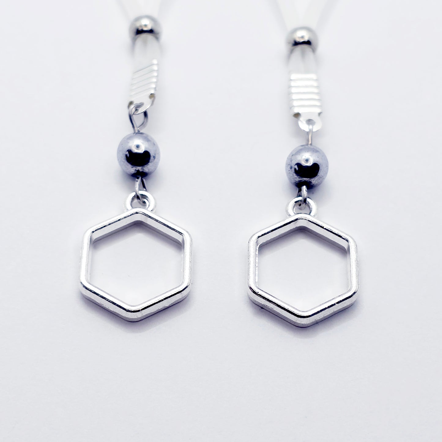 Nipple Noose Jewelry with Hexagons. Non-Piercing Nipple Jewelry.