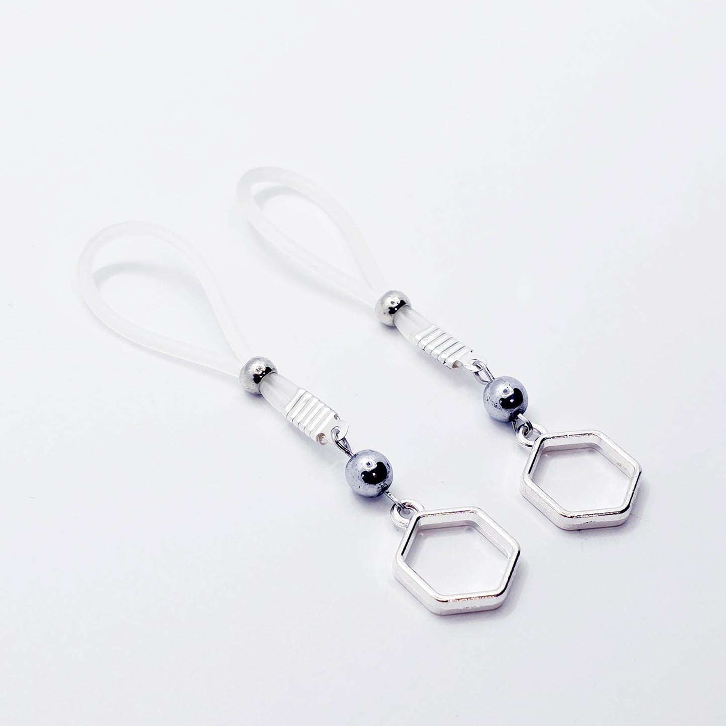 Nipple Noose Jewelry with Hexagons. Non-Piercing Nipple Jewelry.