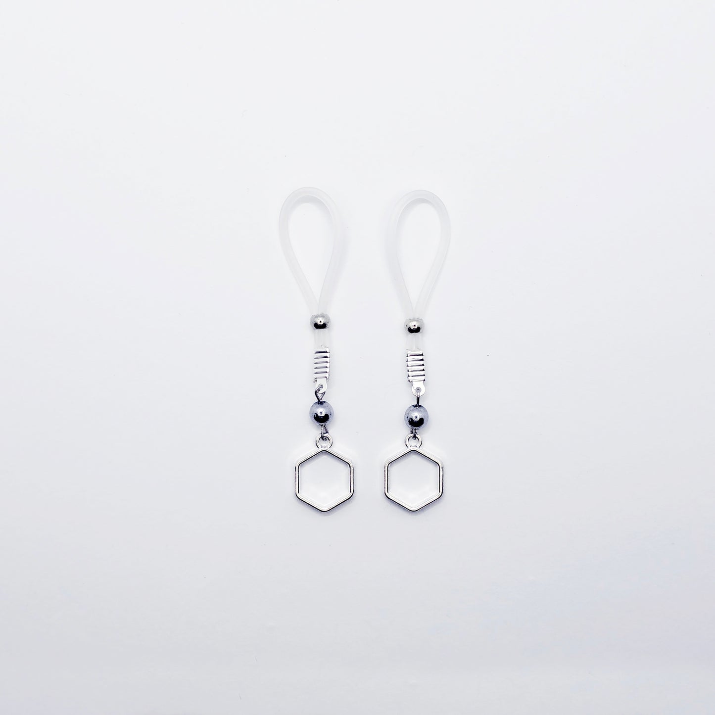 Nipple Noose Jewelry with Hexagons. Non-Piercing Nipple Jewelry.