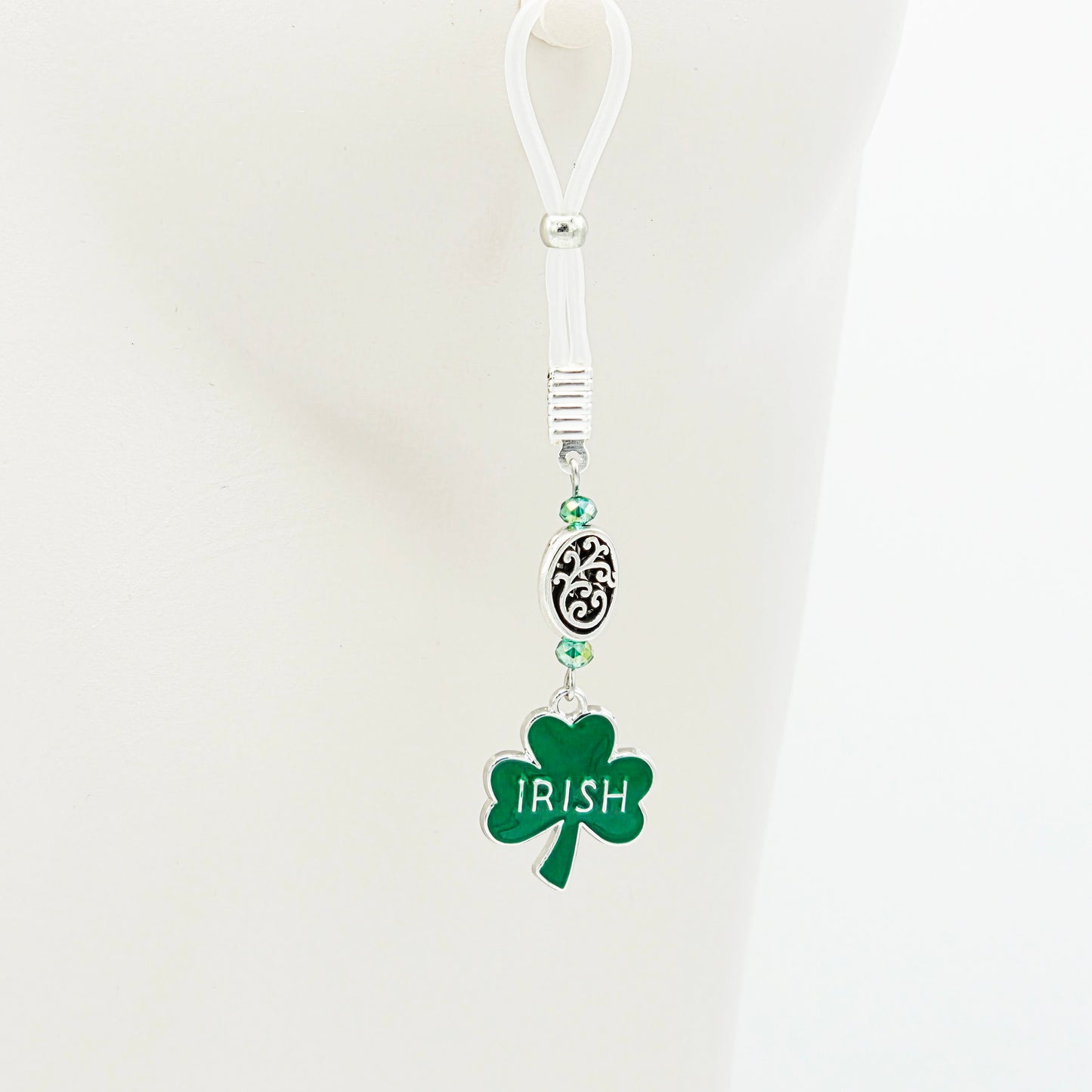 Non-Piercing Nipple Nooses with Beads and Green Shamrock Irish Pendants