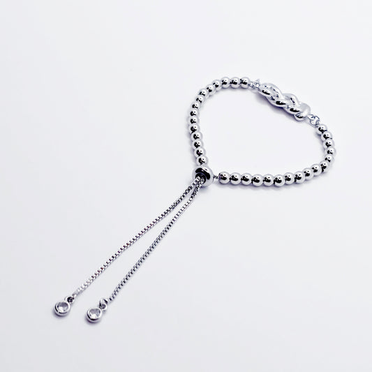 Platinum Penis Noose, Adjustable Cock Bracelet with Beads