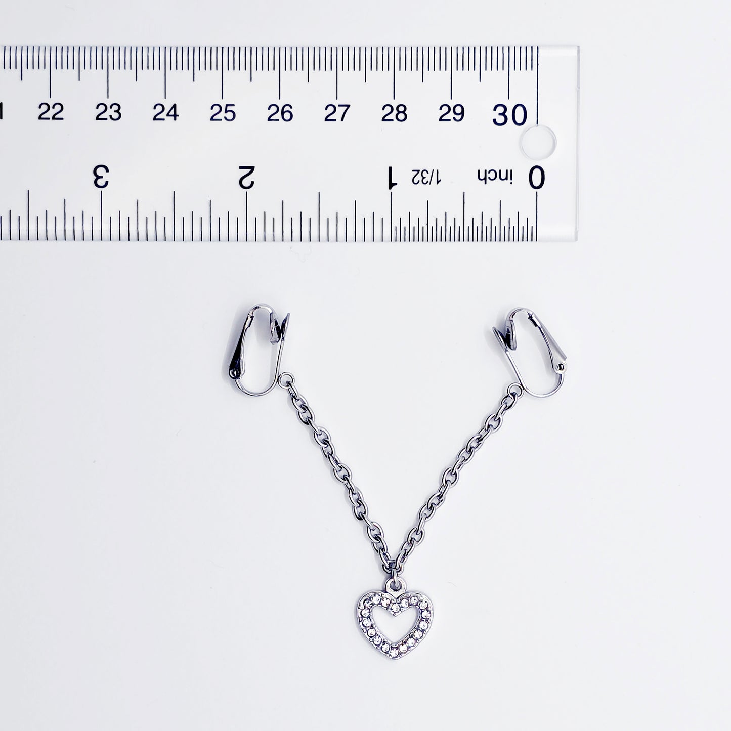 Labia Jewelry with Sparkling Heart. Stainless Steel Non Piercing Labia Chain Dangle.