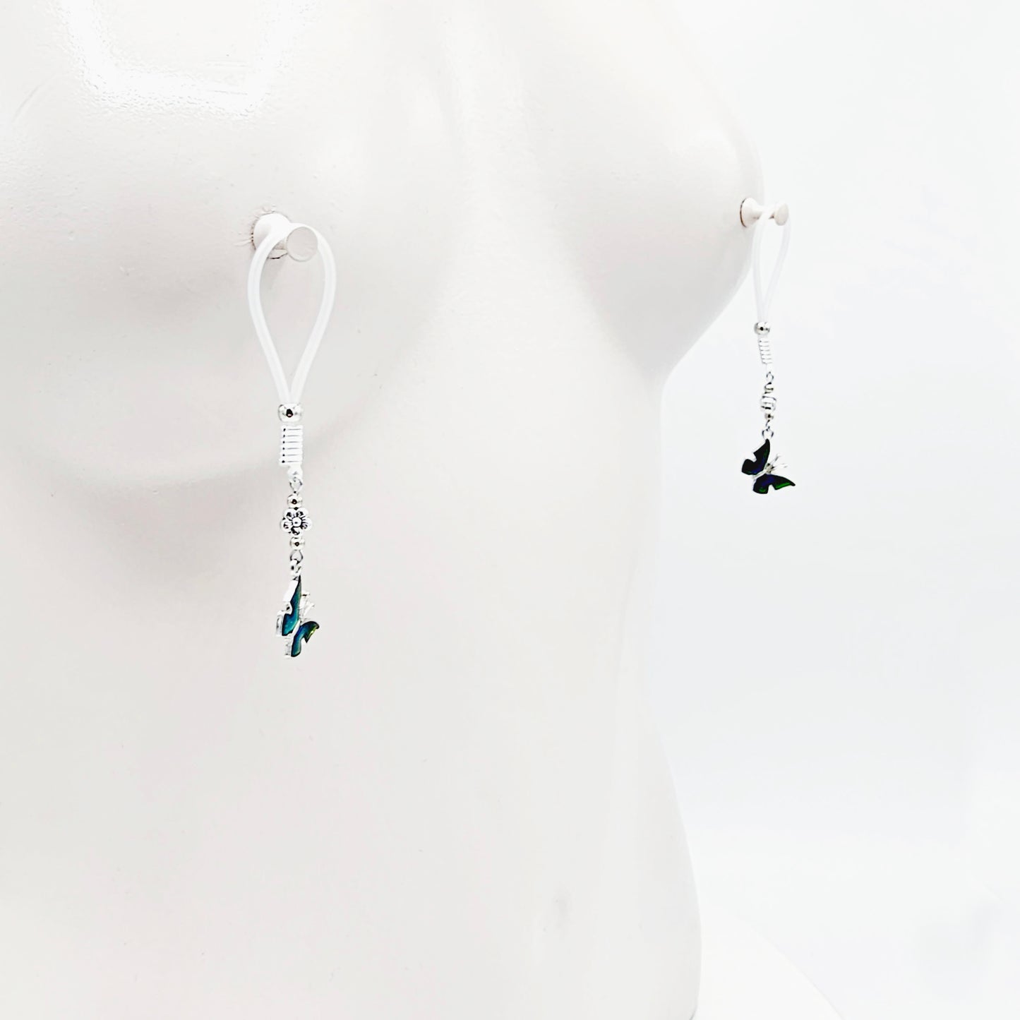 Non Piercing Nipple Nooses or Clamps with Color Changes Butterflies.