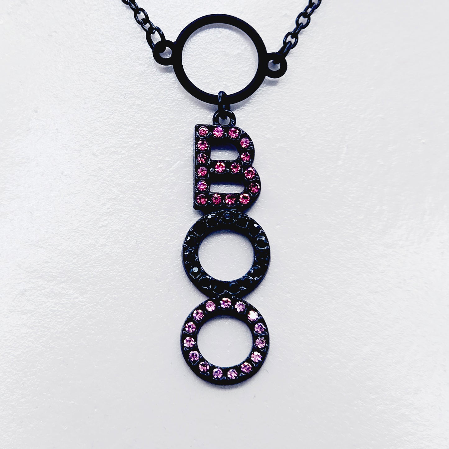 Discreet Day Collar, Black, with Circle Pendant and BOO Pendant for Halloween Gift for Your Boo. BDSM Submissive
